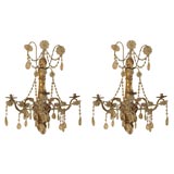 Turn of the Century Hand Carved Giltwood Louis XVI Style Sconces
