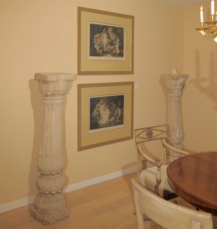 Mid 19th Century Pair of Beaux Arts Revival Cast Stone Columns