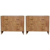 Pair of Natural Ostrich 3-Drawer Commodes