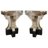 Pair of Mirrored Demilune Consoles in the Manner of Serge Roche