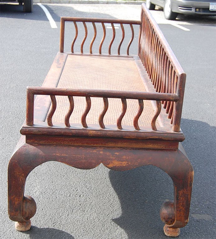 Mid 19thC. Q'ing Dynsy Shanxi Ladies Daybed with Caned Seat and Slatted Back In Excellent Condition For Sale In East Hampton, NY