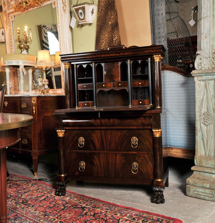 Crotch Mahogany and Gilded Gentleman's Desk