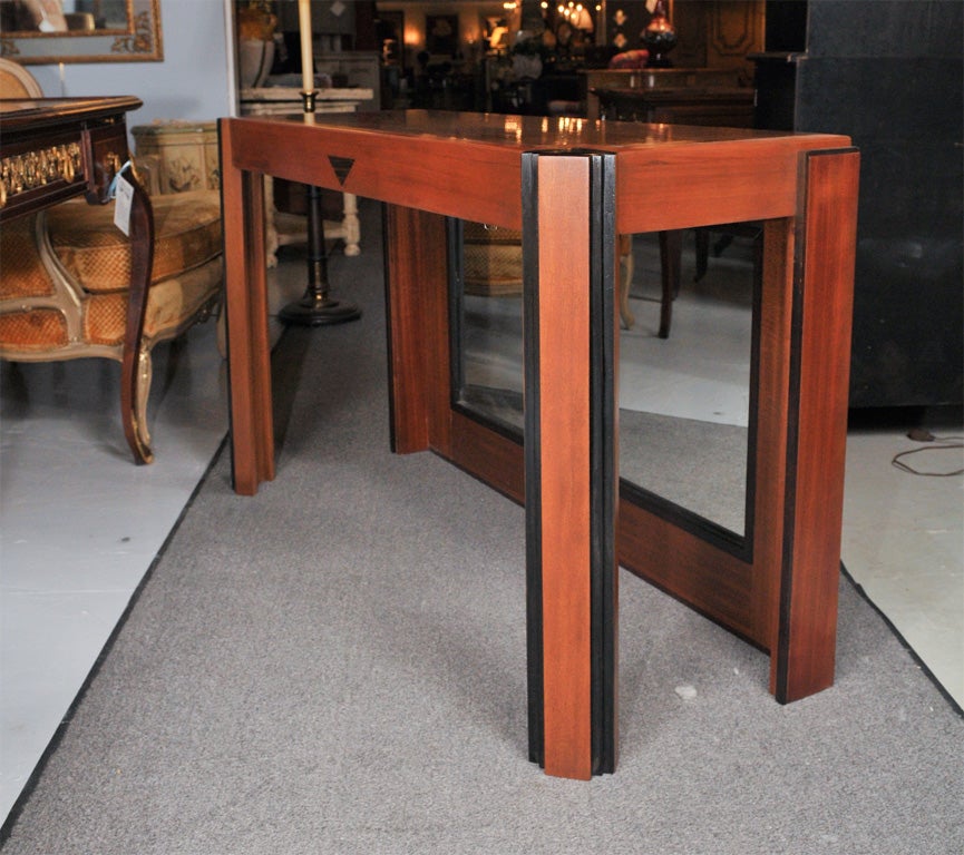 Pair of Art Deco Pier Tables Having Mirrored Back Panels.  In Good Condition In Stamford, CT