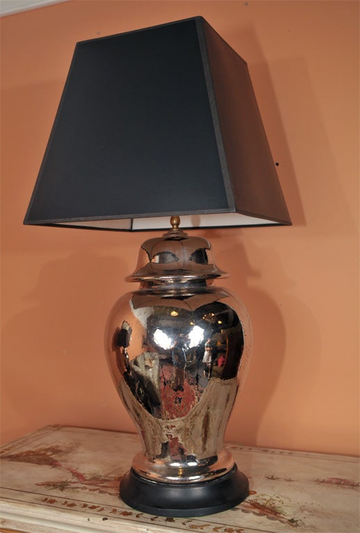 Pair of Vintage Mercury Glass Lamps In Excellent Condition In Manhasset, NY