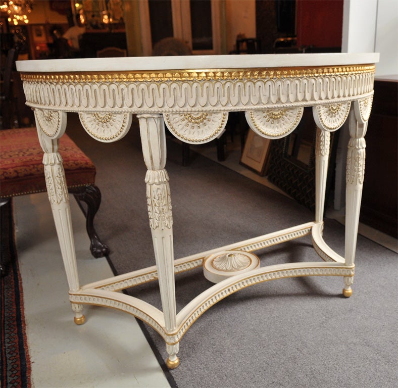 Pair of Louis XVI Style Demilune Consoles