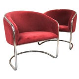 Pair of Mid Century Chrome Arm  Chairs