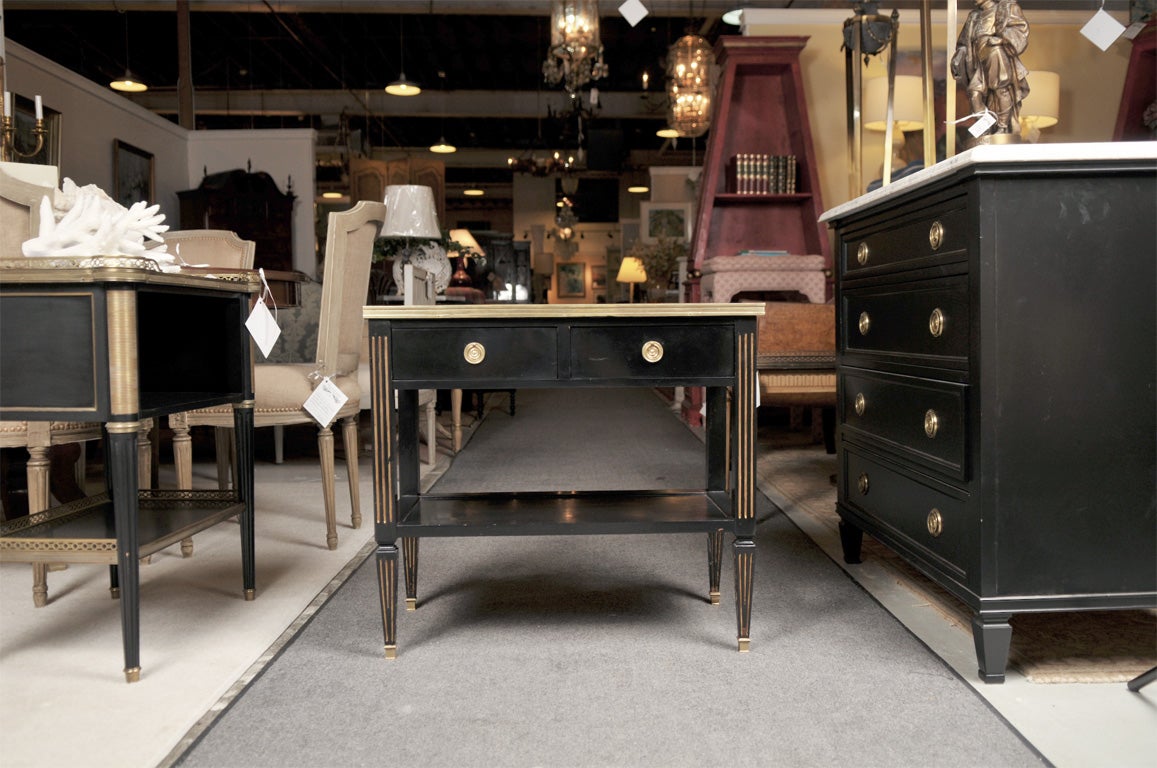 Stamped Maison Jansen Ebonized Two - Tier Stand