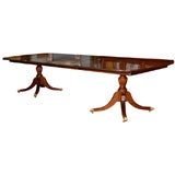 Double Pedestal Sheraton Style Solid Mahogany Dining Table