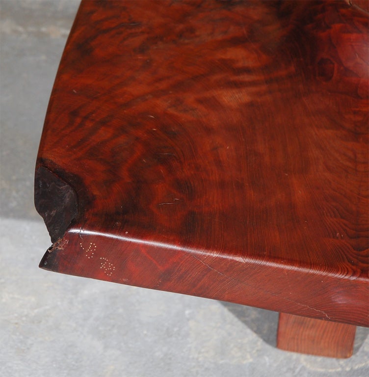 American JB Blunk Burlwood Coffee Table with Two Carved Indentations