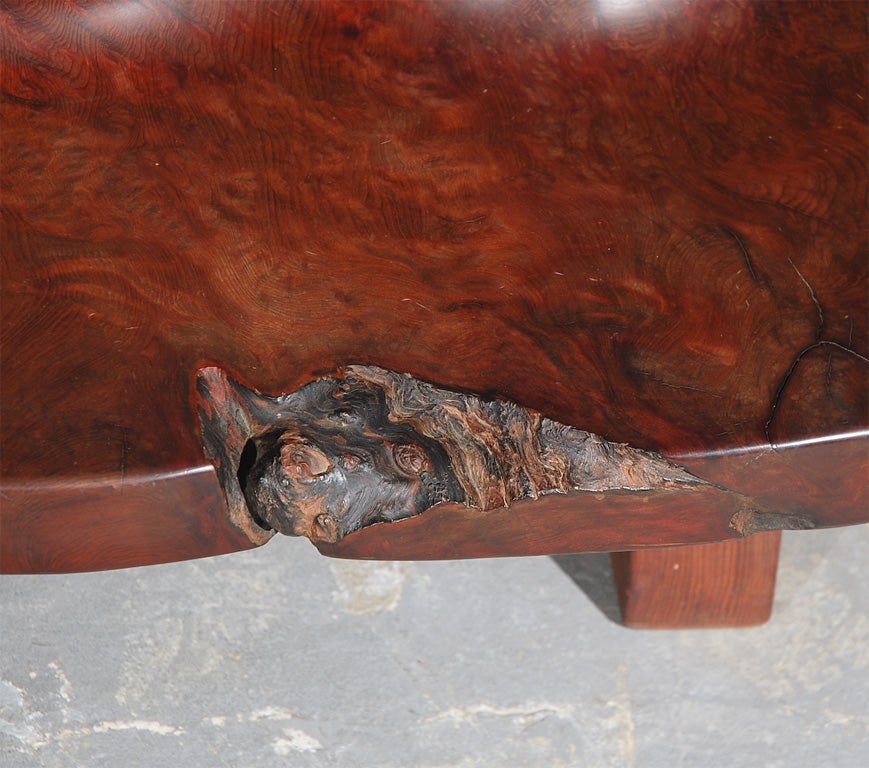 JB Blunk Burlwood Coffee Table with Two Carved Indentations 3