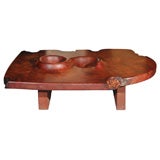 JB Blunk Burlwood Coffee Table with Two Carved Indentations
