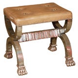 Cushioned Bench with Mirrored Glass Lion Paw Feet
