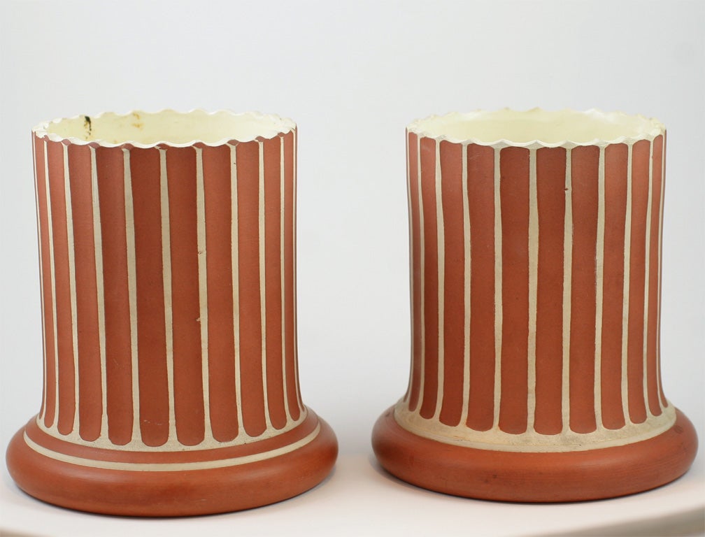 A Pair Of Wedgwood Pillar Vases In Excellent Condition In New York, NY