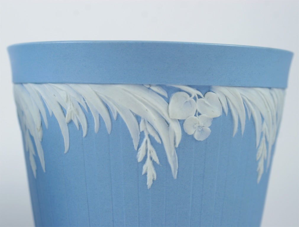 Porcelain A Pair Of Wedgwood Blue & White Jasper Vases For Sale