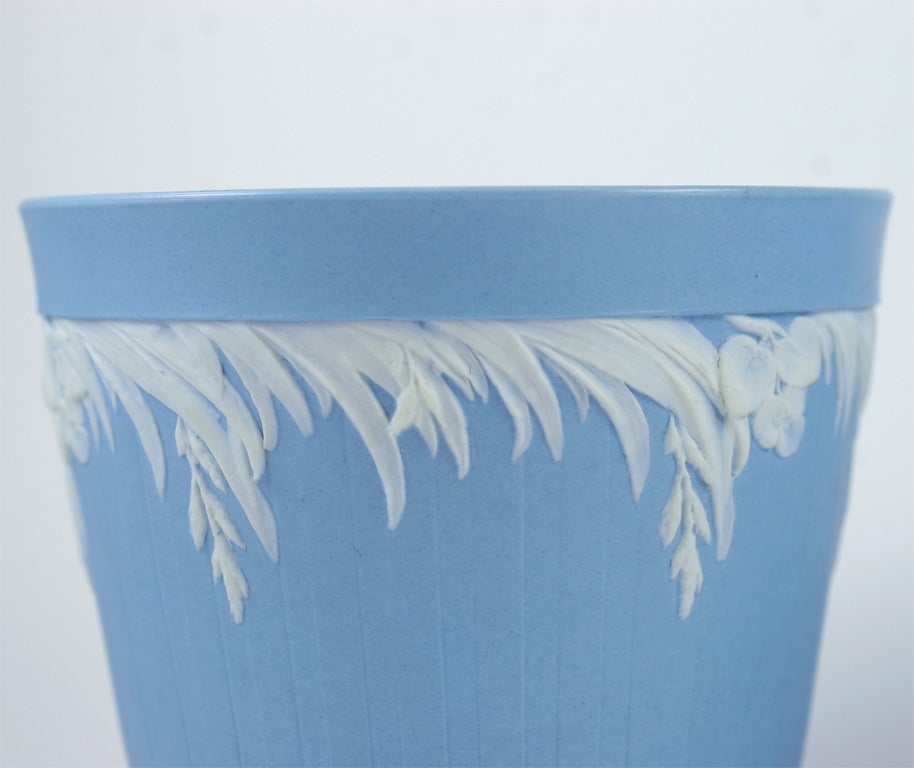 A Pair Of Wedgwood Blue & White Jasper Vases For Sale 1
