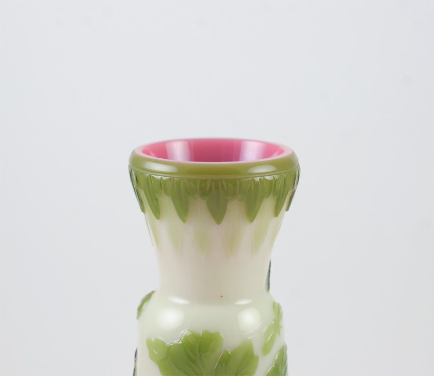 Thomas Webb & Sons Cameo Glass Vase In Excellent Condition For Sale In New York, NY