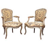 Exceptional Louis XV Pair of Cabriolet  Armchairs