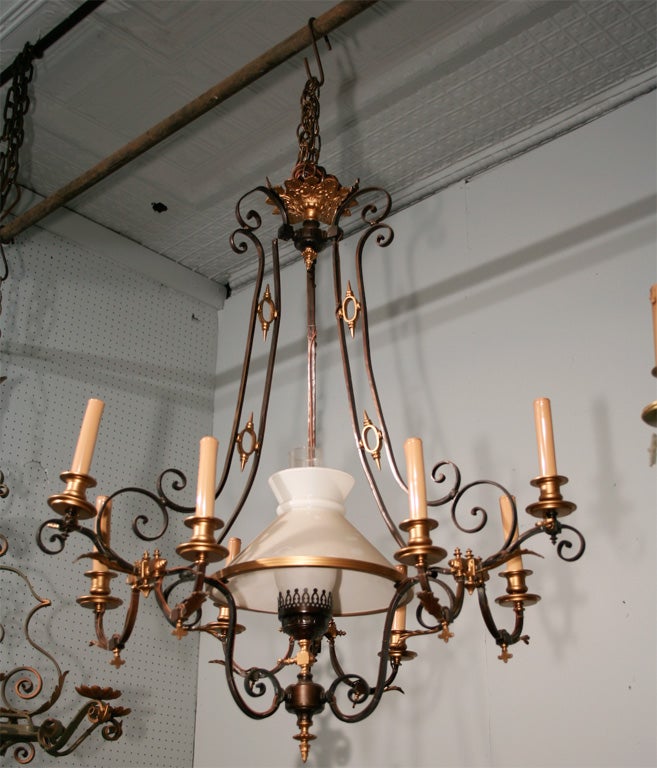 Original Gas Chandelier Converted to Candle/Kerosene Fixture