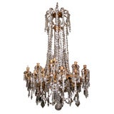 Richly Draped Crystal and Bronze Chandelier