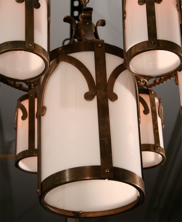 20th Century Chandelier with 6 Luminaires and 1 Center Light For Sale
