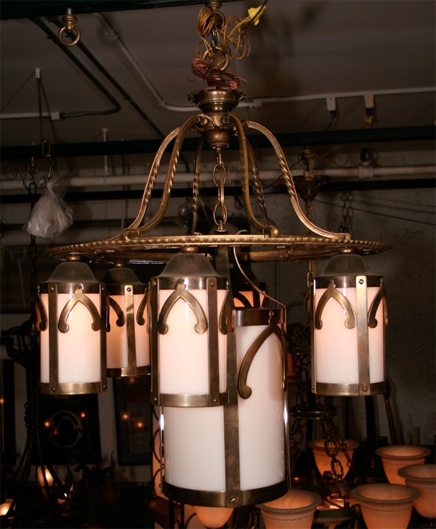 Chandelier with 6 Luminaires and 1 Center Light For Sale 1