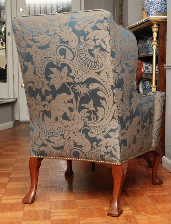 18th Century and Earlier George I Upholstered Wingback Armchair