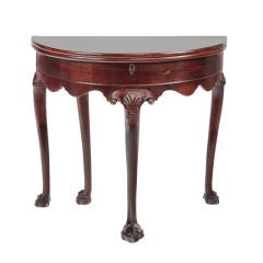18th Century Irish Mahogany Fold-Over Demilune Tea Table 1