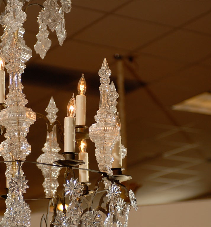 19th Century French 10-Light Crystal & Brass Chandelier In Good Condition For Sale In Atlanta, GA
