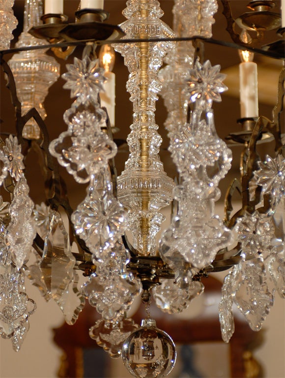 19th Century French 10-Light Crystal & Brass Chandelier For Sale 1