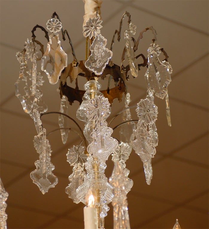 19th Century French 10-Light Crystal & Brass Chandelier For Sale 2