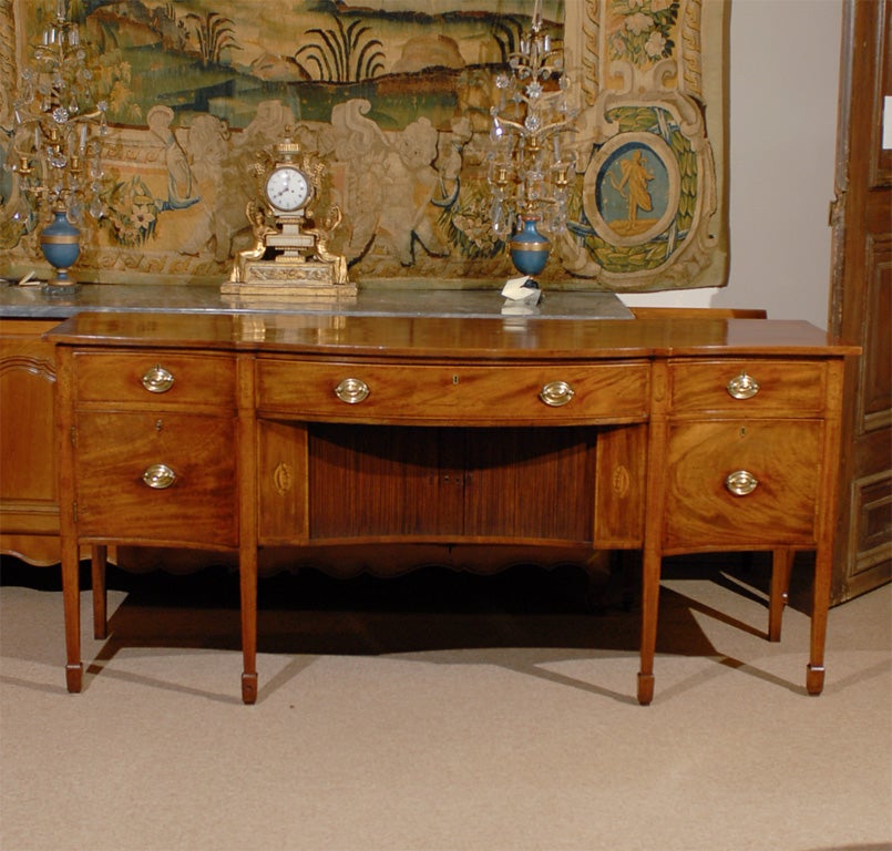 Fine Sheraton Period  Serpentine Mahogany Sideboard with Inlay.
