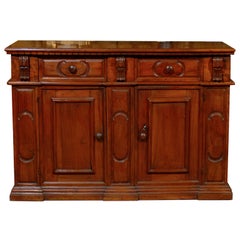 Large Italian Credenza in Walnut, 19th Century Antique Large Italian Credenza in Walnut, 19th Century