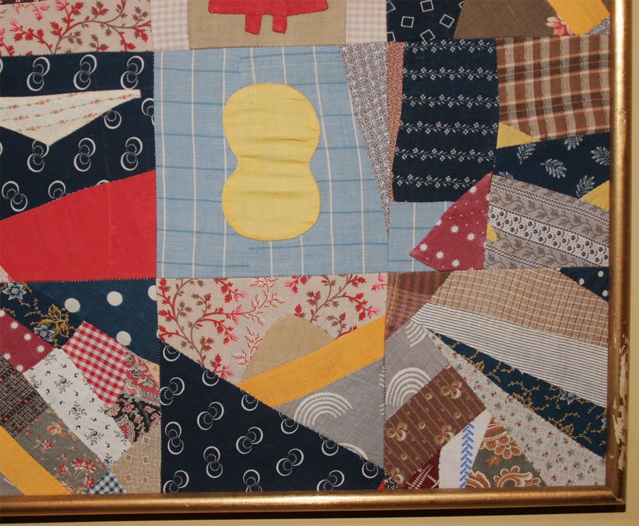 American Small Patchwork and Applique Folk Art Textile For Sale