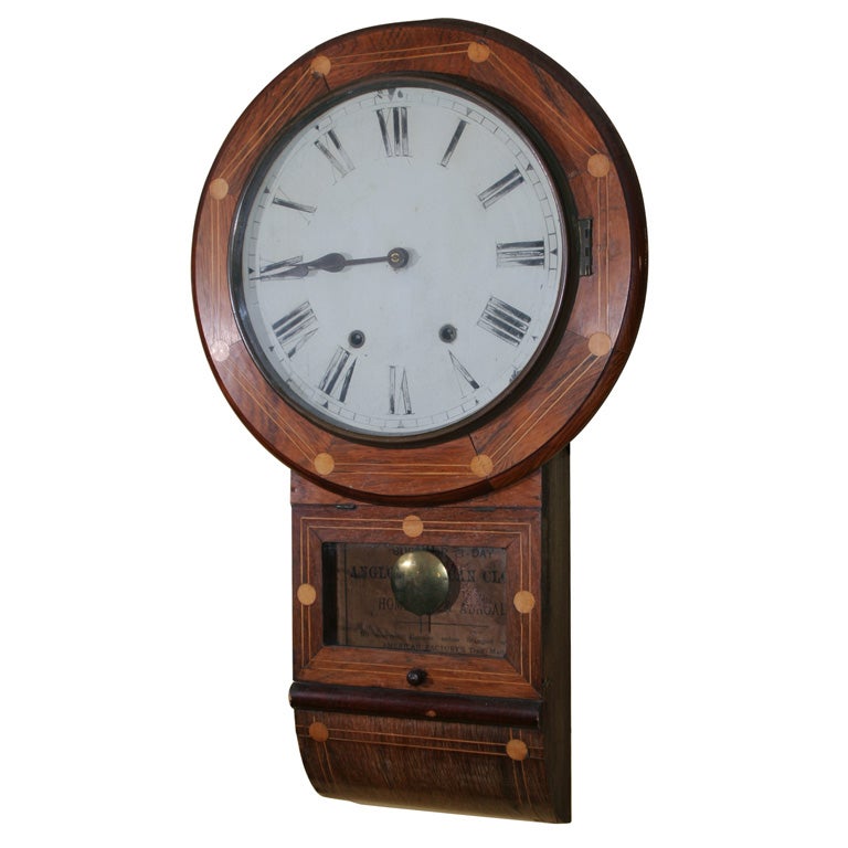 Jerome & Co. Inlaid Wood Wall Clock