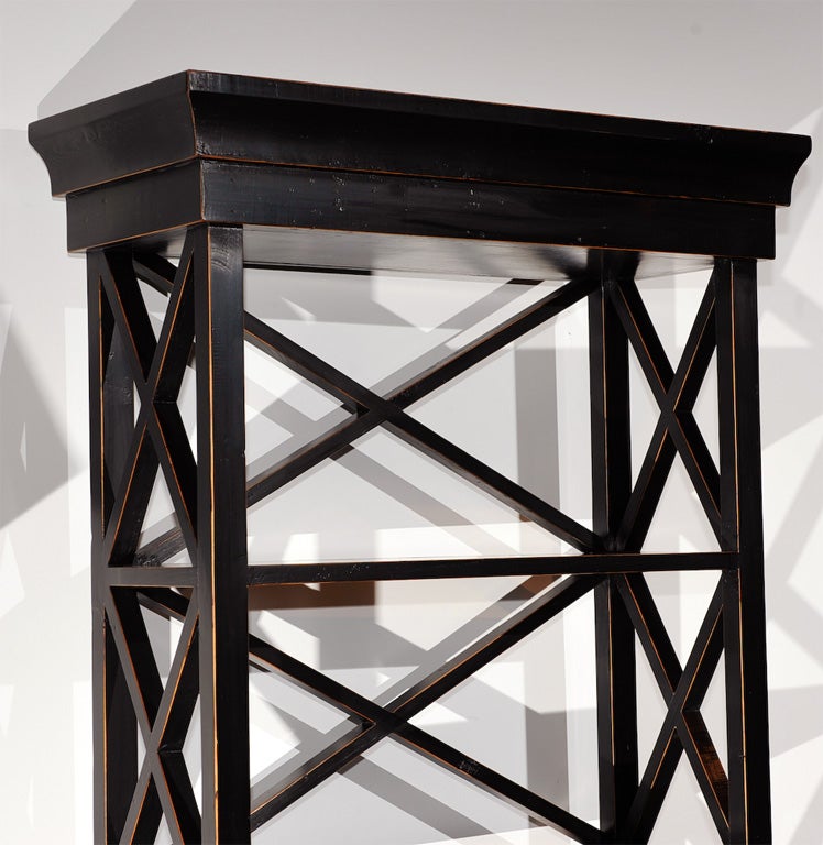 black lacquer bookshelf