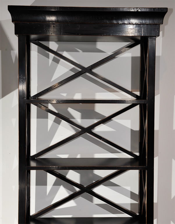 Contemporary Black Lacquer Bookcase