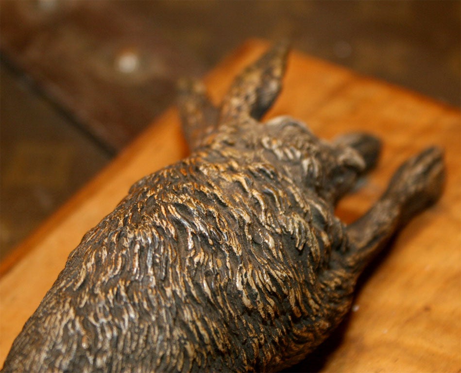 Wood Austrian Bronze Rabbit Paper Clip For Sale