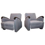 Vintage Pair of Lux Art Deco Lounge Chairs in Mohair