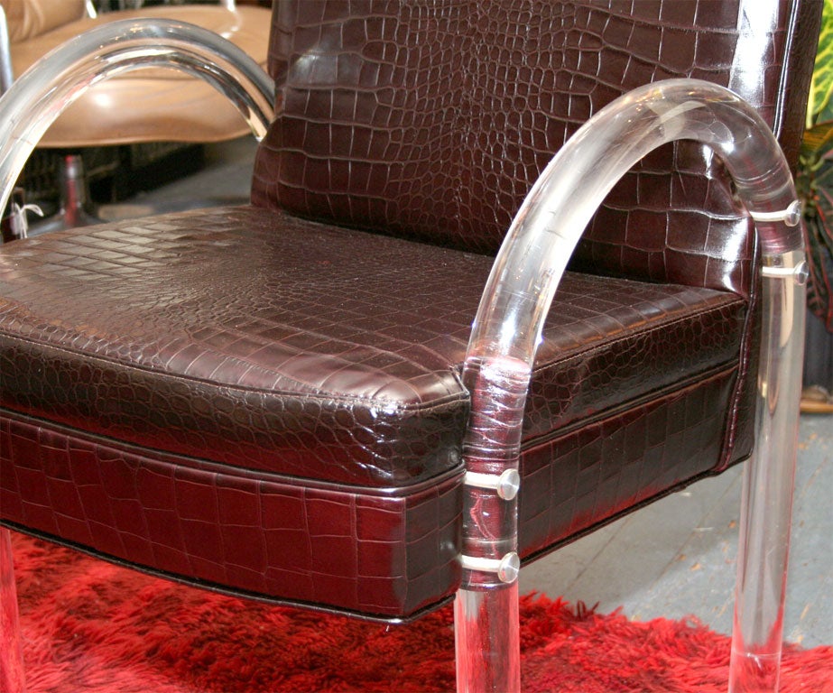 Pace Collection Lucite and Leather Chairs