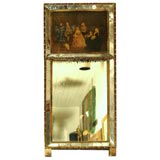 Antique French Trumeau in Mirrored Frame