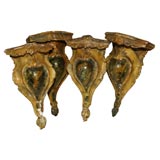 Antique Painted 
Carved Italian Wood Corner Brackets