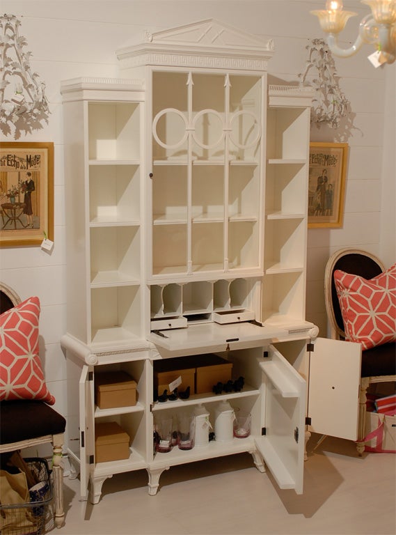 20th Century Vintage White Secretary Cabinet