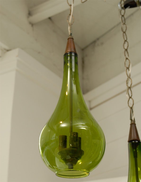 Vintage Green Glass Pendant For Sale 1