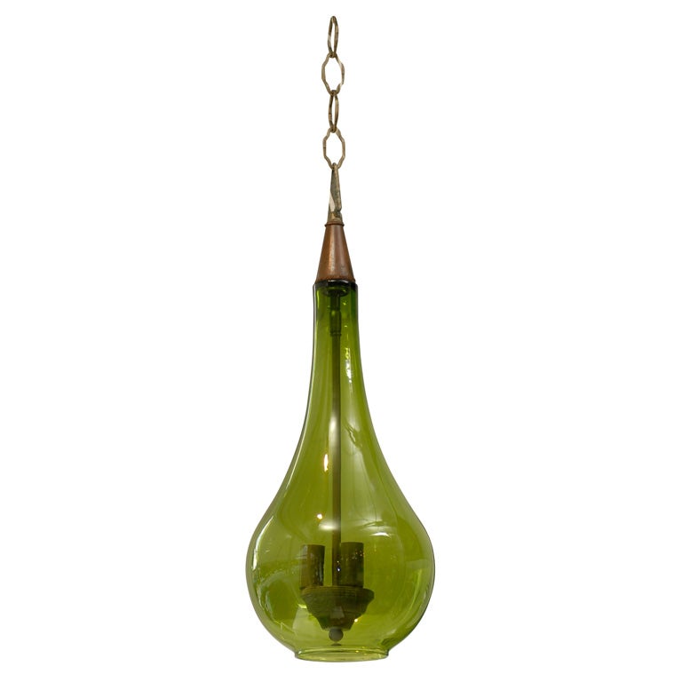 Vintage Green Glass Pendant For Sale
