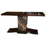 French Art Deco/ High Deco Exotic Rosewood Console/ Black Glass
