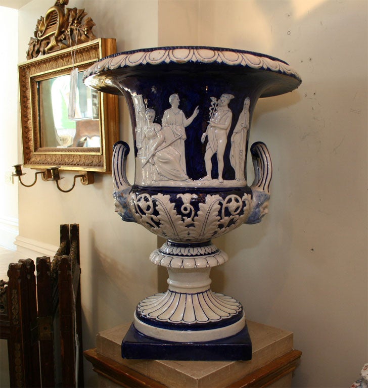 A Pair of Danish Neo-Classic Porcelain Campaign Urns
