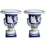A Pair of Danish Neo-Classic Porcelain Campaign Urns