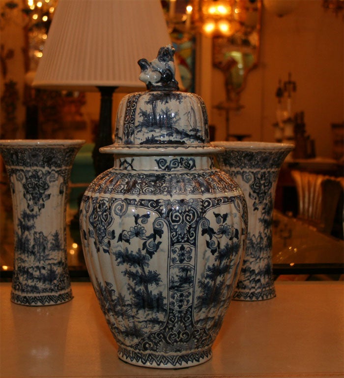 19th Century Five Dutch delft vases