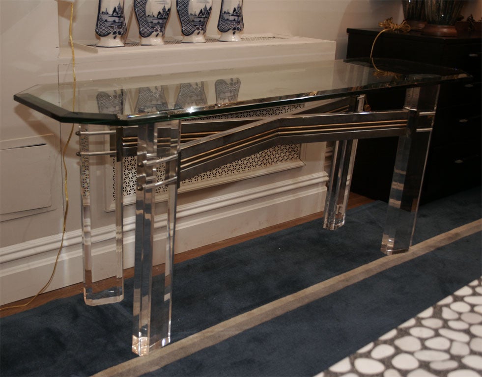 An American Lucite Base Console Table