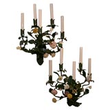 French tole flower sconces